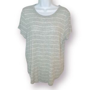 SO Classic Comfy Favorite Crewneck Short Sleeve Tee Stripe Gray White M